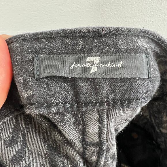 7 For All Mankind 7FAM Skinny Jacquard Jeans Black/Gray Low Rise Floral Print 29 - Picture 4 of 6